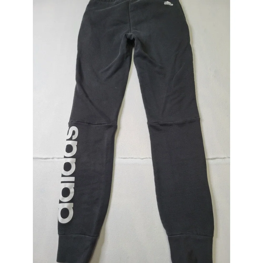 Adidas Mens Small Black Fleece Joggers Tapered Sweatpants Big Logo Graphic 2321